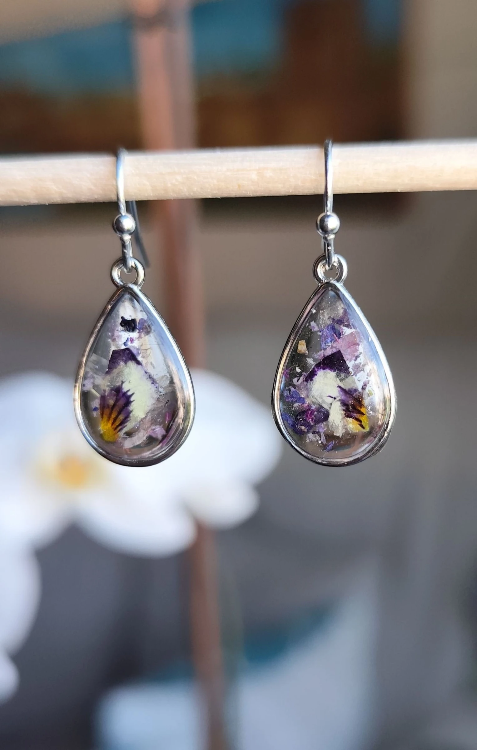 Thoughts and blue flowers earrings – photo 6